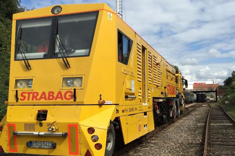 A large yellow train